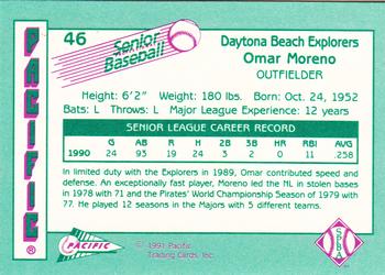 1991 Pacific Senior League #46 Omar Moreno Back