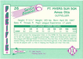1991 Pacific Senior League #26 Amos Otis Back