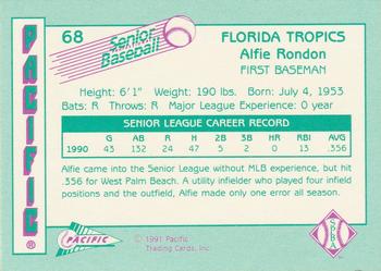 1991 Pacific Senior League #68 Alfie Rondon Back