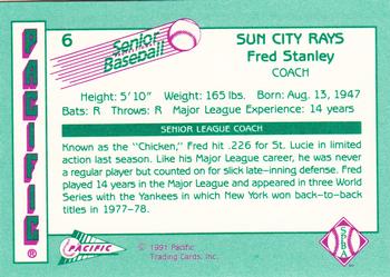 1991 Pacific Senior League #6 Fred Stanley Back