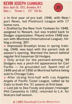 1985 Baseball Cards Magazine Repli-Cards #25 Chuck Connors Back