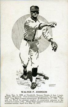 1914 Larry Semon Evening Sun Postcards #NNO Walter Johnson Front