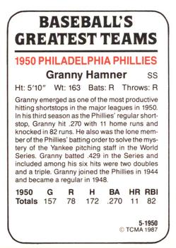 1987 TCMA 1950 Philadelphia Phillies #5 Granny Hamner Back