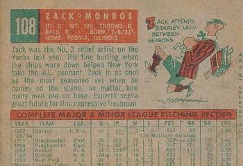 1959 Topps Venezuelan #108 Zack Monroe Back