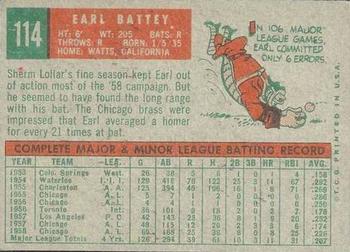 1959 Topps Venezuelan #114 Earl Battey Back