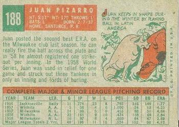 1959 Topps Venezuelan #188 Juan Pizarro Back