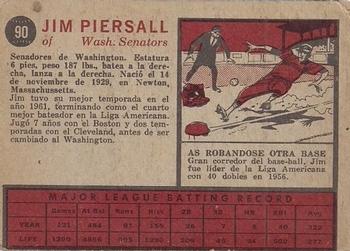 1962 Topps Venezuelan #90 Jim Piersall Back