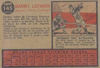 1962 Topps Venezuelan #145 Barry Latman Back