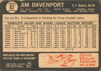 1964 Topps Venezuelan #82 Jim Davenport Back
