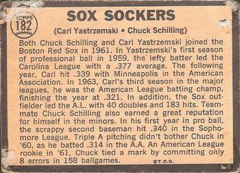 1964 Topps Venezuelan #182 Sox Sockers (Carl Yastrzemski / Chuck Schilling) Back