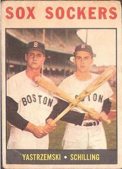 1964 Topps Venezuelan #182 Sox Sockers (Carl Yastrzemski / Chuck Schilling) Front