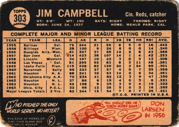 1964 Topps Venezuelan #303 Jim Campbell Back