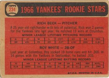 1966 Topps Venezuelan #234 Yankees 1966 Rookie Stars (Rich Beck / Roy White) Back