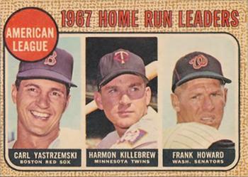 1968 Topps Venezuelan #6 American League 1967 Home Run Leaders (Carl Yastrzemski / Harmon Killebrew / Frank Howard) Front