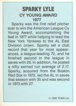 1985 TCMA Cy Young Award Winners #NNO Sparky Lyle Back