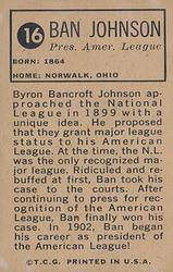 1963 Bazooka All-Time Greats - Silver #16 Ban Johnson Back