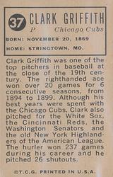 1963 Bazooka All-Time Greats - Silver #37 Clark Griffith Back