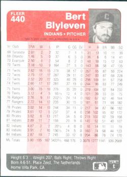 1985 Fleer #440 Bert Blyleven Back