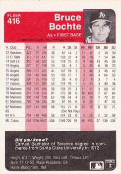 1985 Fleer #416 Bruce Bochte Back