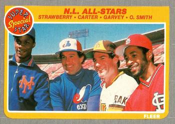 1985 Fleer #631 N.L. All-Stars (Darryl Strawberry / Gary Carter / Steve Garvey / Ozzie Smith) Front