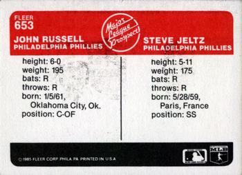 1985 Fleer #653 John Russell / Steve Jeltz Back