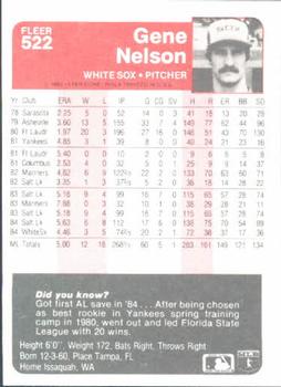 1985 Fleer #522 Gene Nelson Back