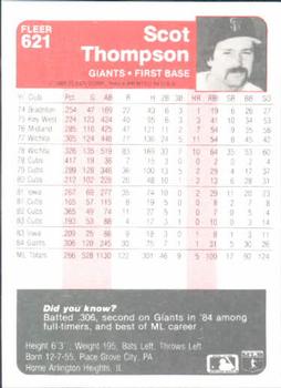 1985 Fleer #621 Scot Thompson Back