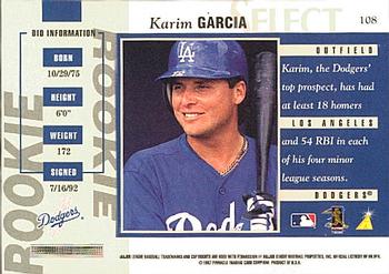 1997 Select #108 Karim Garcia Back