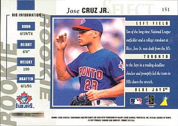 1997 Select #151 Jose Cruz Jr. Back