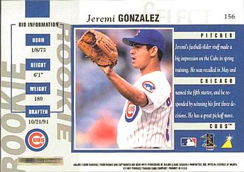 1997 Select #156 Jeremi Gonzalez Back