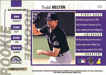 1997 Select #172 Todd Helton Back