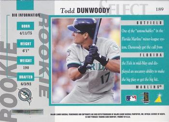 1997 Select #189 Todd Dunwoody Back