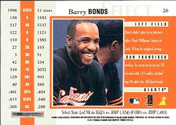 1997 Select #26 Barry Bonds Back