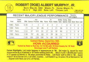 1989 Donruss Traded #T-15 Rob Murphy Back