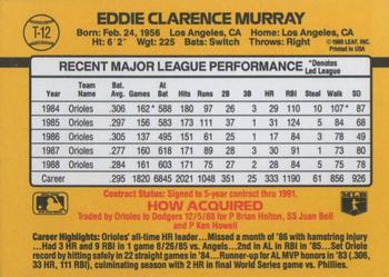 1989 Donruss Traded #T-12 Eddie Murray Back