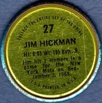 1971 Topps - Coins #27 Jim Hickman Back