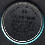 1971 Topps - Coins #66 Duke Sims Back
