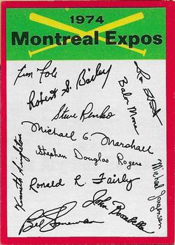 1974 Topps - Team Checklists #NNO Montreal Expos Front