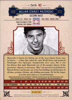 2012 Panini Cooperstown - Crystal Collection Red #40 Bill Mazeroski Back