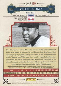 2012 Panini Cooperstown - Crystal Collection Red #130 Willie McCovey Back