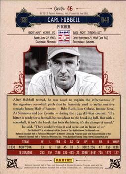 2012 Panini Cooperstown - Crystal Collection Blue #46 Carl Hubbell Back