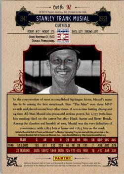 2012 Panini Cooperstown - Crystal Collection Blue #92 Stan Musial Back