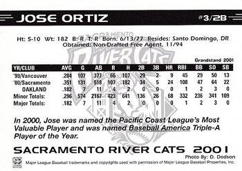 2001 Grandstand Sacramento River Cats #2 Jose Ortiz Back