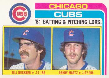 1982 Topps - Team Leaders / Checklists #456 Cubs Leaders / Checklist (Bill Buckner / Randy Martz) Front