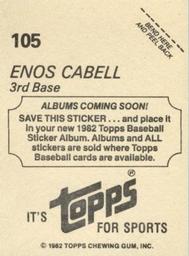 1982 Topps - Coming Soon Stickers #105 Enos Cabell Back