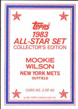 1983 Topps - 1983 All-Star Set Collector's Edition (Glossy Send-Ins) #2 Mookie Wilson Back