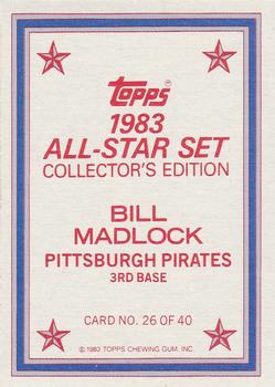 1983 Topps - 1983 All-Star Set Collector's Edition (Glossy Send-Ins) #26 Bill Madlock Back