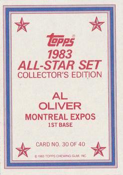 1983 Topps - 1983 All-Star Set Collector's Edition (Glossy Send-Ins) #30 Al Oliver Back