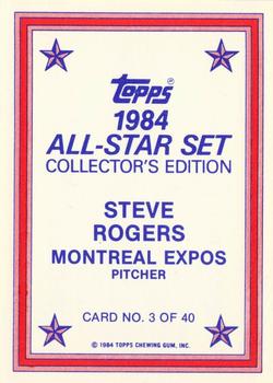 1984 Topps - 1984 All-Star Set Collector's Edition (Glossy Send-Ins) #3 Steve Rogers  Back