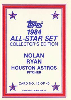 1984 Topps - 1984 All-Star Set Collector's Edition (Glossy Send-Ins) #15 Nolan Ryan  Back